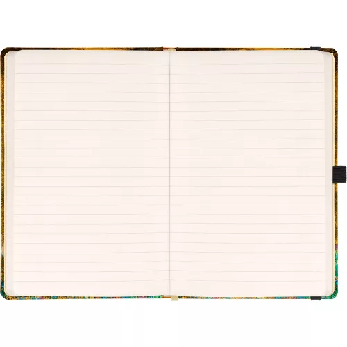 Keménytáblás notesz krémszínű lapokkal, vonalas, leszorító gumiszalaggal Gustav Klimt 130x210mm, Presco