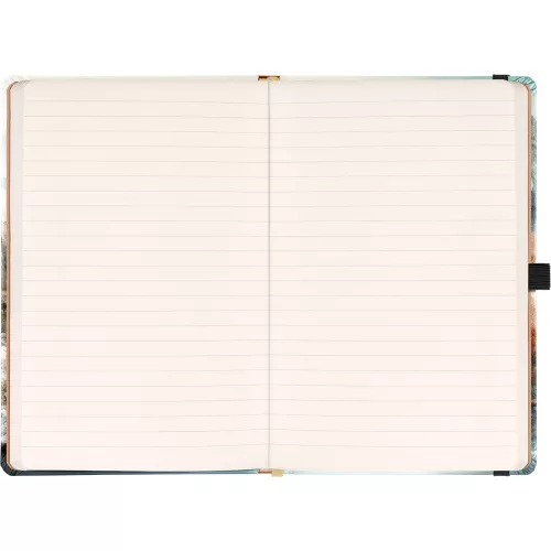 Keménytáblás notesz krémszínű lapokkal, vonalas, leszorító gumiszalaggal Japan 130x210mm, Presco