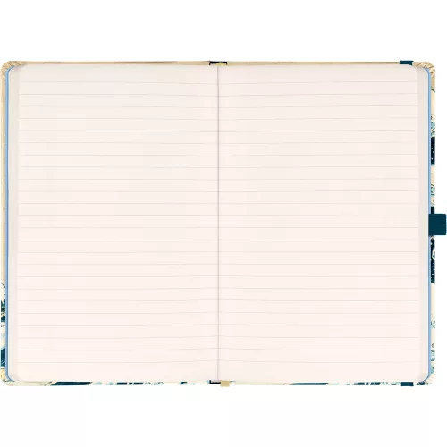 Keménytáblás notesz krémszínű lapokkal, vonalas, leszorító gumiszalaggal Katsushika Hokusai 130x210mm, Presco