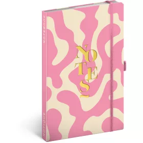   Keménytáblás notesz krémszínű lapokkal, vonalas, leszorító gumiszalaggal Pink 130x210mm, Presco