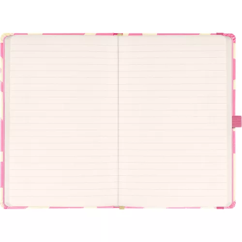 Keménytáblás notesz krémszínű lapokkal, vonalas, leszorító gumiszalaggal Pink 130x210mm, Presco