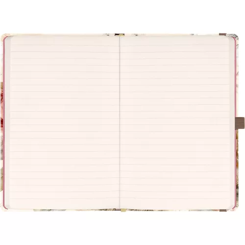 Keménytáblás notesz krémszínű lapokkal, vonalas, leszorító gumiszalaggal Powder Flower 130x210mm, Presco