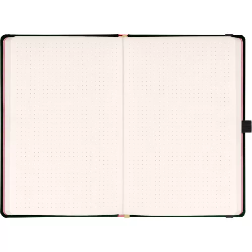 Keménytáblás notesz krémszínű lapokkal, pontozott, leszorító gumiszalaggal Roses 130x210mm, Presco