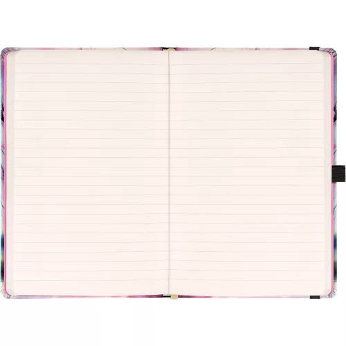 Keménytáblás notesz krémszínű lapokkal, vonalas, leszorító gumiszalaggal Sakura 130x210mm, Presco