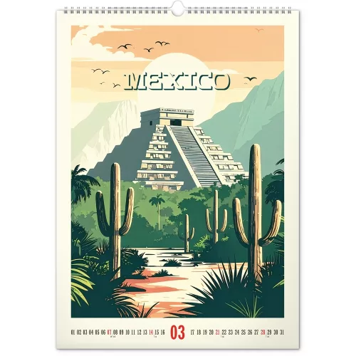 Falinaptár képes  330x460mm Vintage Posters – Distant Travels Realsystem 2027.