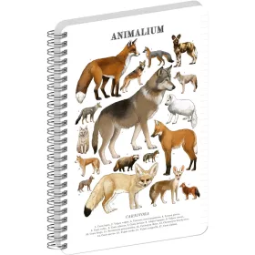   Jegyzetfüzet ikerspirálos Animalium – Canines, vonalas, 14,8x21cm A5, Presco