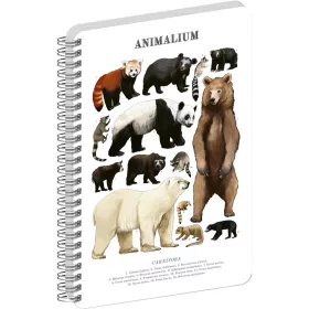   Jegyzetfüzet ikerspirálos Animalium – Bears, sima, 21x29,7cm A4, Presco