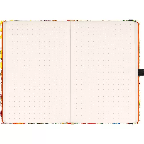 Keménytáblás notesz krémszínű lapokkal, pontozott, leszorító gumiszalaggal Herbal 130x210mm, Presco
