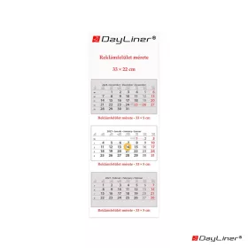   Speditőr naptár 3 tömb, 3 hónap SP-3 330 × 880 mm, fehér lapokkal Fejrész üres Dayliner 2027.