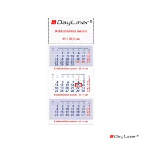   Speditőr naptár 3 tömb, 3 hónap Maxi Club 350 × 820 mm, fehér lapokkal Fejrész üres Dayliner 2027.
