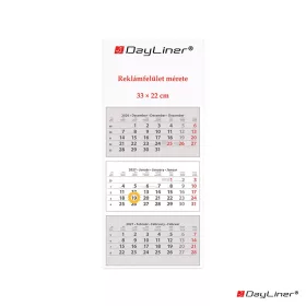   Speditőr naptár 3 tömb, 3 hónap SP-30 330 × 760 mm, fehér lapokkal Fejrész üres Dayliner 2027.