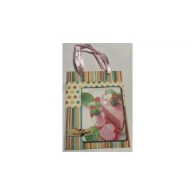   Dísztasak/ajándéktasak glitteres csíkos, pöttyös, szívecskés mintával szalagfüllel 18x23x9 cm UTOLSÓ DARABOK