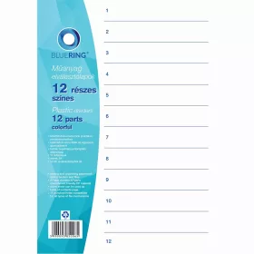 Elválasztólap, színes műanyag 12 részes Bluering®