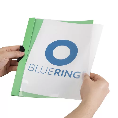 Gyorsfűző klip mappa A4, műanyag 30laphoz fém klippes Bluering® zöld