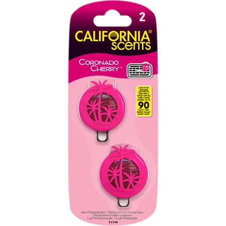 CALIFORNIA SCENTS Autóillatosító, mini diffúzer, 2*3 ml, CALIFORNIA SCENTS "Coronado Cherry"