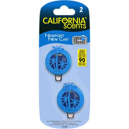 CALIFORNIA SCENTS Autóillatosító, mini diffúzer, 2*3 ml, CALIFORNIA SCENTS "Newport New Car"