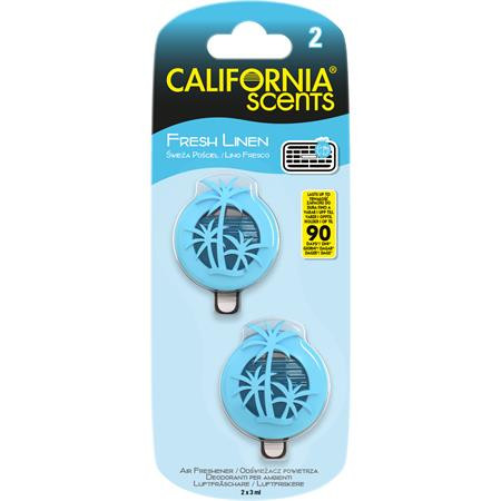 CALIFORNIA SCENTS Autóillatosító, mini diffúzer, 2*3 ml, CALIFORNIA SCENTS "Fresh Linen"