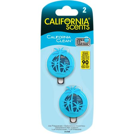 CALIFORNIA SCENTS Autóillatosító, mini diffúzer, 2*3 ml, CALIFORNIA SCENTS "California Clean"