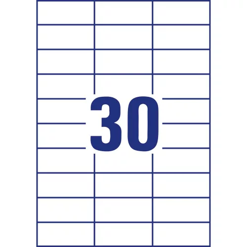 Etikett címke, 70 x29,7mm, univerzális, 30 címke/ív, 100 ív/doboz, Avery fehér
