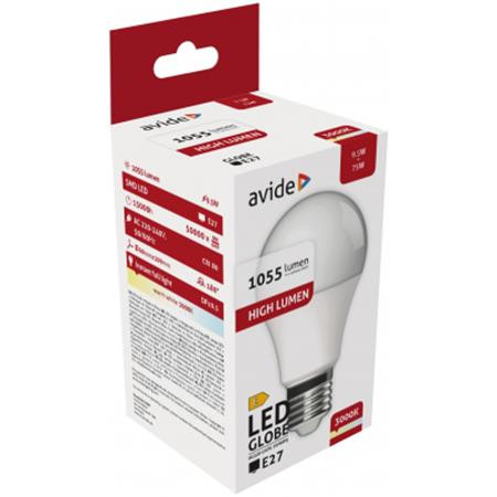 AVIDE LED izzó, E27, gömb, A60, 9,5W, 1055lm, 3000K, AVIDE