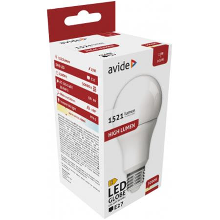 AVIDE LED izzó, E27, gömb, A60, 13W, 1521lm, 3000K, AVIDE