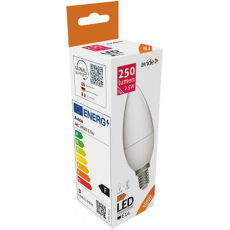 AVIDE LED izzó, E14, gyertya, 2,5W, 250lm, 4000K, AVIDE