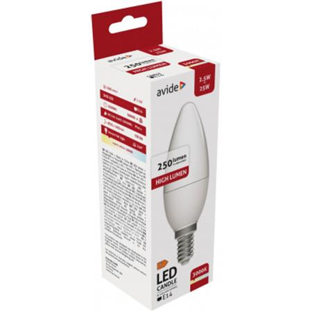 AVIDE LED izzó, E14, gyertya, 2,5W, 250lm, 3000K, AVIDE