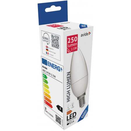 AVIDE LED izzó, E14, gyertya, 2,5W, 250lm, 6400K, AVIDE