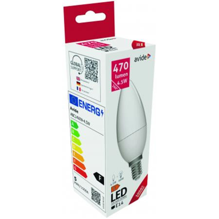 AVIDE LED izzó, E14, gyertya, 4,5W, 470lm, 3000K, AVIDE