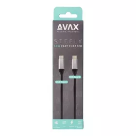   AVAX Töltőkábel, USB-C - USB-C, 60W, 1,5 m, AVAX "CB302G", acélszürke