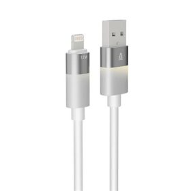   AVAX Töltőkábel, USB-A - lightning (Apple), 1 m, AVAX "CB310 Glowy", fehér