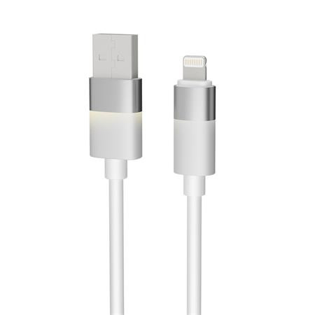 AVAX Töltőkábel, USB-A - lightning (Apple), 1 m, AVAX "CB310 Glowy", fehér