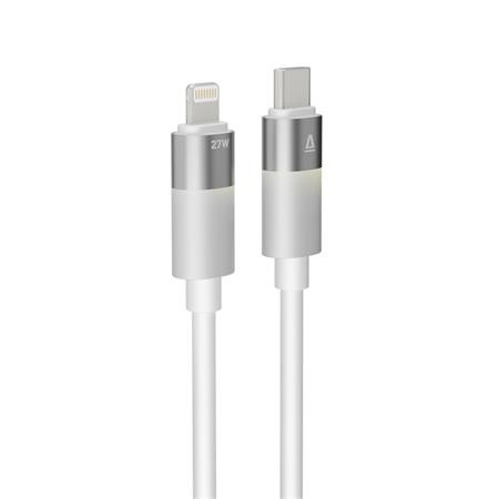 AVAX Töltőkábel, USB-A - lightning (Apple), 27W, 1 m, AVAX "CB314 Glowy", fehér