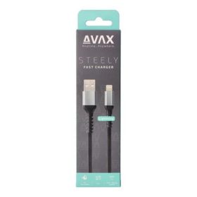   AVAX Töltőkábel, USB-A - lightning (Apple), 20W, 1,5 m, AVAX "CB314 Steel", acélszürke