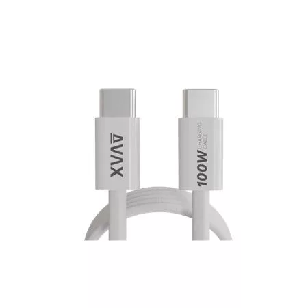 AVAX Töltőkábel, USB-C - USB-C, mágneses, 100W, 1 m, AVAX "CB610W Magnety", fehér