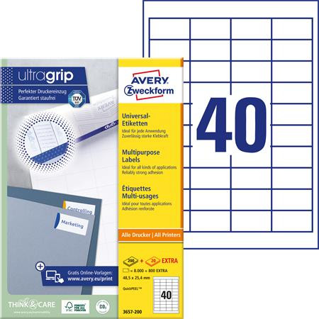 AVERY ZWECKFORM Etikett, univerzális, 48,5x25,4 mm, AVERY ZWECKFORM, 4000 etikett/csomag