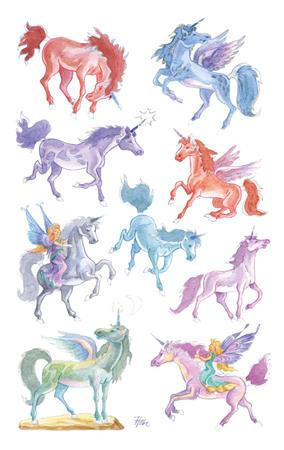 AVERY ZWECKFORM Matrica, papír, 1 ív, 76x120 mm, AVERY ZWECKFORM, "Z-Design No.53148", unikornisok