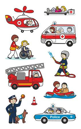 AVERY ZWECKFORM Matrica, papír,  3 ív, 76x120 mm, AVERY ZWECKFORM, "Z-Design No.54137", mentősök, rendőrök, tűzoltók