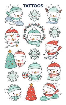 AVERY ZWECKFORM Matrica, tetoválás, 1 ív, 76x120 mm, AVERY ZWECKFORM, "Z-Design No.54152",  hóember