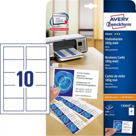   AVERY ZWECKFORM Névjegykártya, 85x54 mm, 185 g, mikroperforált, AVERY ZWECKFORM, 100 db/csomag