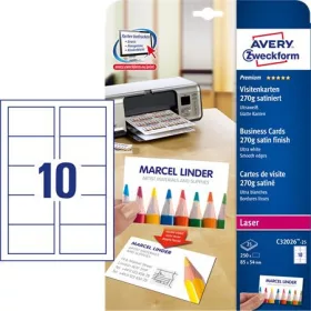   AVERY ZWECKFORM Névjegykártya, 85x54 mm, 270 g, mikroperforált,  AVERY ZWECKFORM, 250 db/csomag