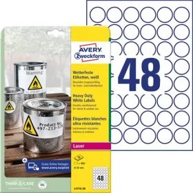   AVERY ZWECKFORM Etikett, kör, 30 mm, poliészter, időjárásálló, AVERY ZWECKFORM, fehér, 960 etikett/csomag