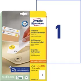   AVERY ZWECKFORM Etikett, univerzális, eltávolítható, 210x297 mm, AVERY ZWECKFORM, 30 etikett/csomag