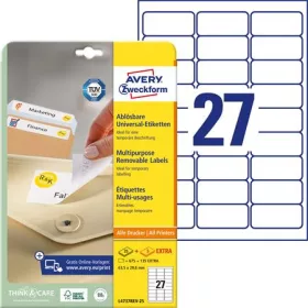   AVERY ZWECKFORM Etikett, univerzális, eltávolítható, 63,5x29,6 mm, AVERY ZWECKFORM, 810 etikett/csomag
