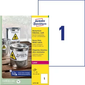   AVERY ZWECKFORM Etikett, 210x297 mm, poliészter, időjárásálló, AVERY ZWECKFORM, fehér, 100 etikett/csomag