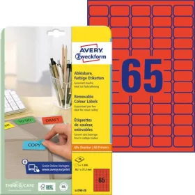   AVERY ZWECKFORM Etikett, univerzális, 38,1x 21,2mm, eltávolítható, kerekített sarkú, AVERY ZWECKFORM, 1300 etikett/csomag, piros