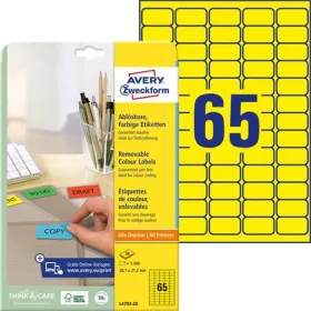   AVERY ZWECKFORM Etikett, univerzális, 38,1x 21,2mm, eltávolítható, kerekített sarkú, AVERY ZWECKFORM, 1300 etikett/csomag, sárga