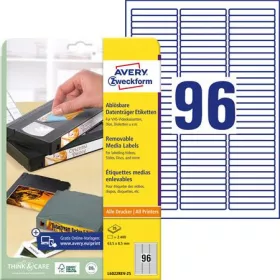   AVERY ZWECKFORM Etikett, univerzális, 63,5x8,5 mm, eltávolítható, kerekített sarkú, AVERY ZWECKFORM, 2400 etikett/csomag