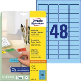   AVERY ZWECKFORM Etikett, univerzális, 45,7x21,2 mm, eltávolítható, kerekített sarkú, AVERY ZWECKFORM, 960 etikett/csomag, kék