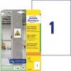 AVERY ZWECKFORM Etikett, univerzális, 210x297 mm, extra erős, AVERY ZWECKFORM, 20 etikett/csomag